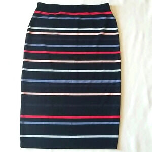 Max Studio Multi-Colored Striped Midi Skirt